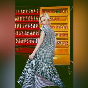 New Lili Sidonio Black and White Gingham Dress